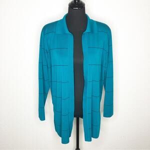 Howard Wolf Escape teal blue black striped knit jacket size Medium